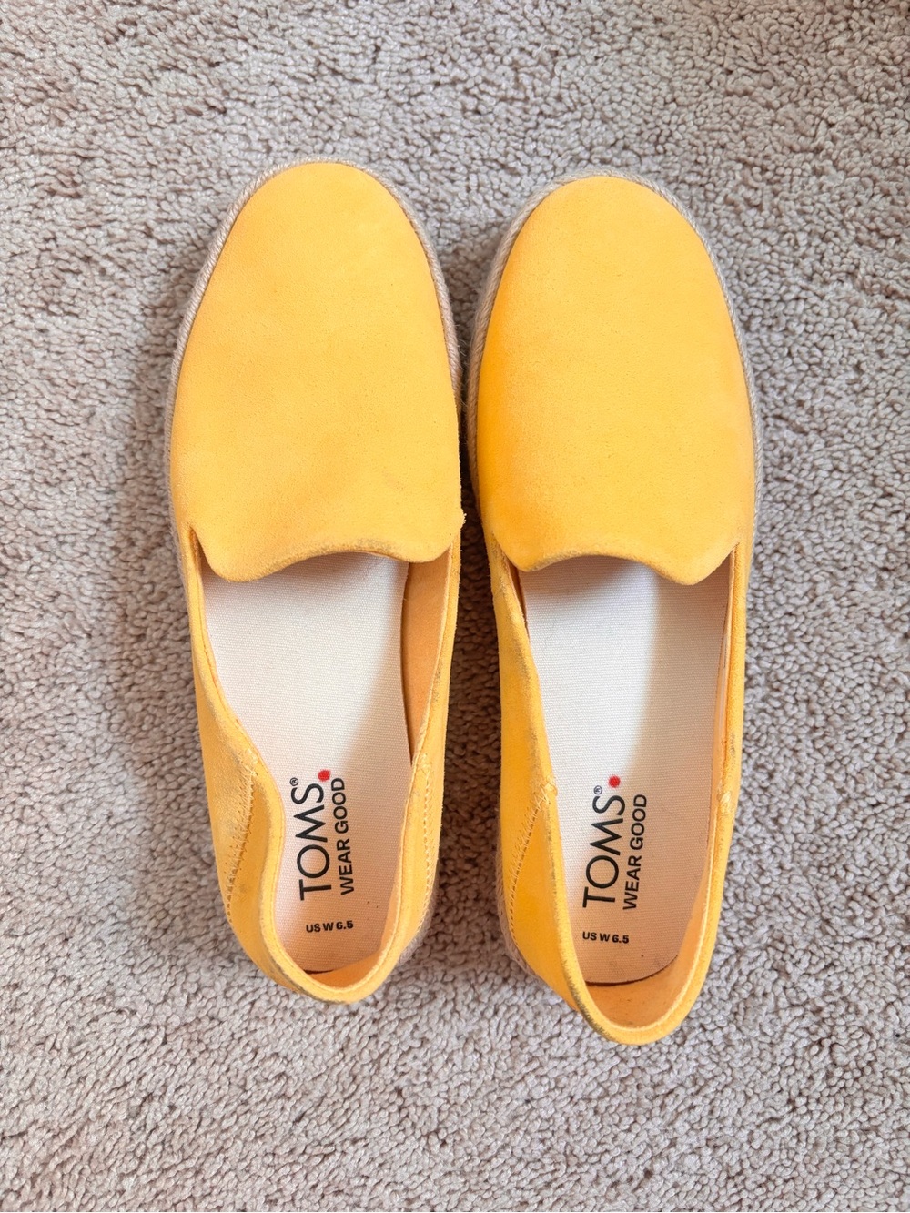 TOMS Yellow Canvas Slip-On Loafers for Women